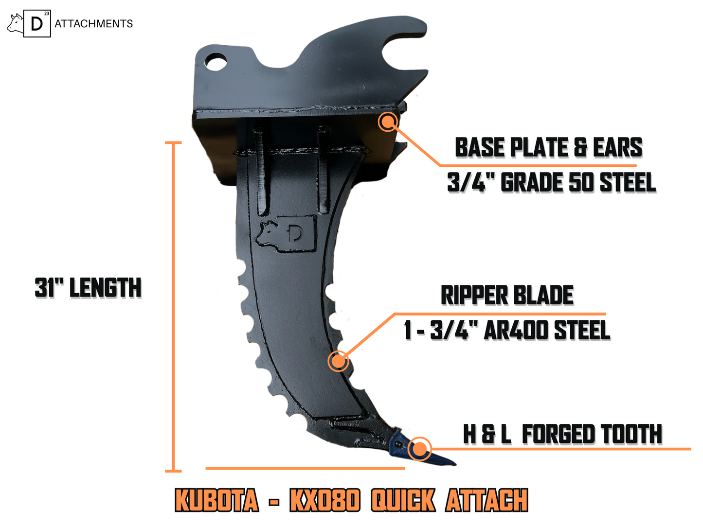 Heavy Duty Excavator Root Ripper/Frost Ripper - (6- 10 Ton Machines)