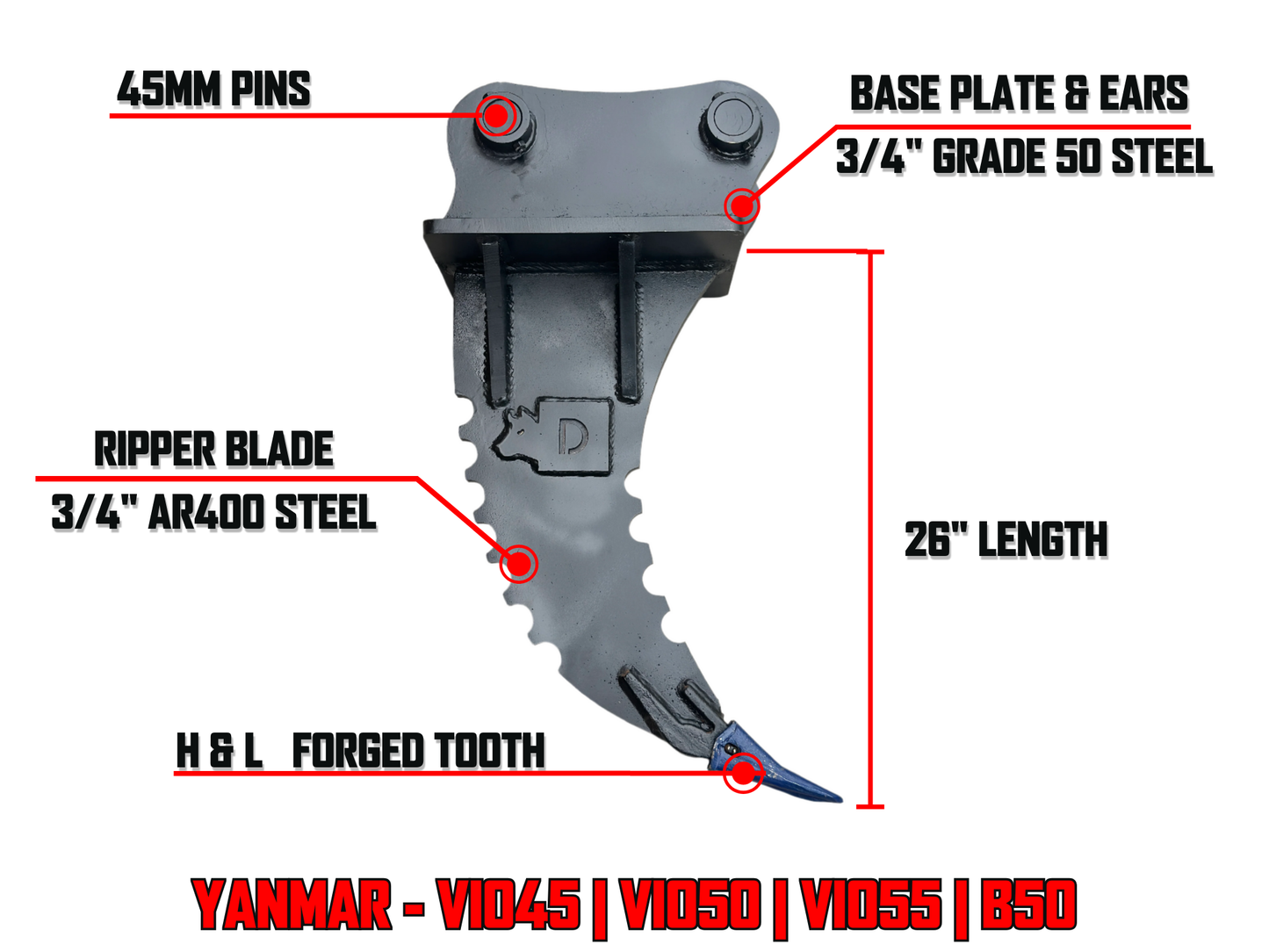 Yanmar Root Ripper/Frost Ripper - VIO45 | VIO50 | VIO55 | B50