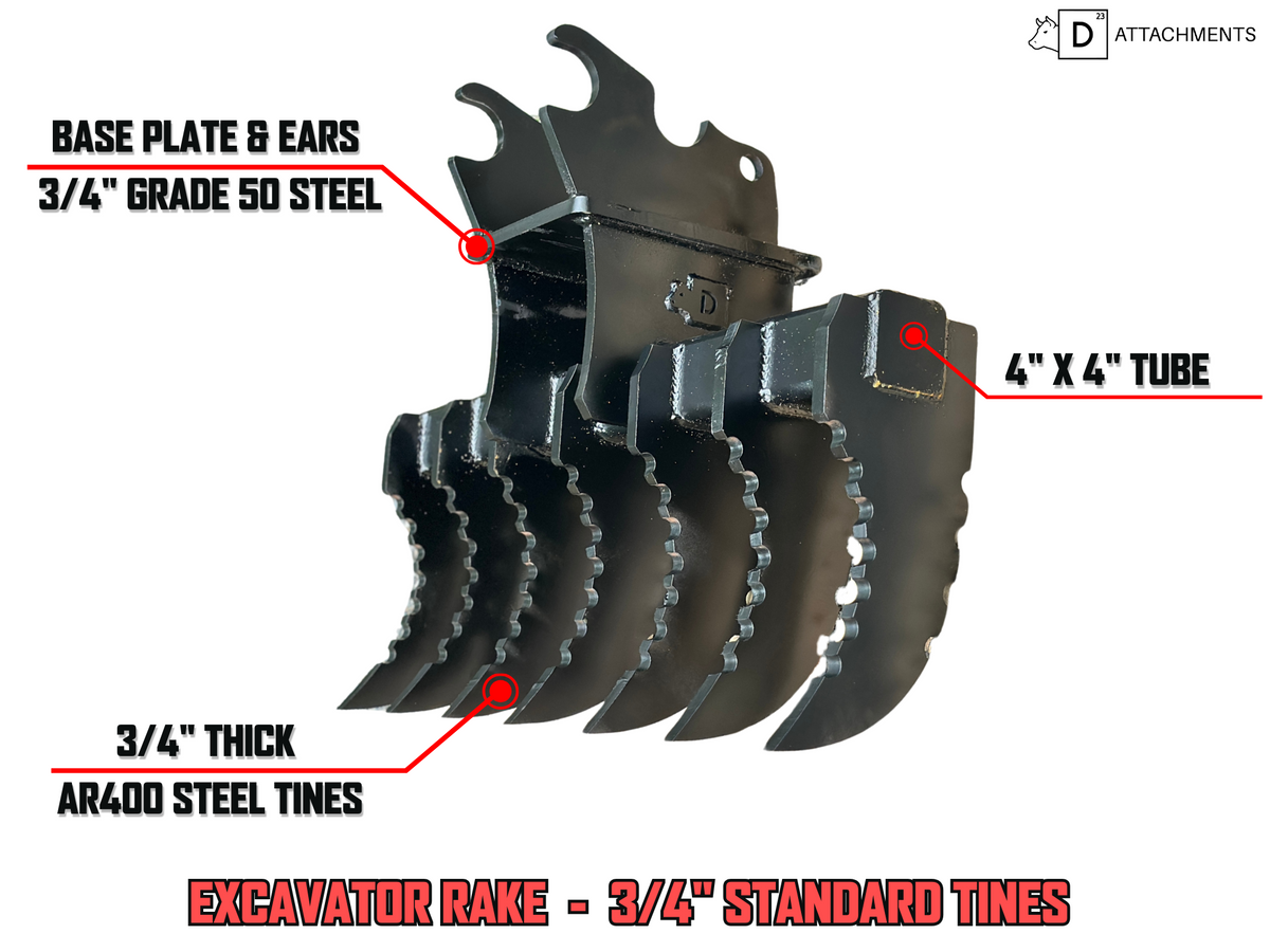 Machine Land Clearing Rake Land Clearing Rake Kenco Brush & Debris Rake | Rake For Excavator