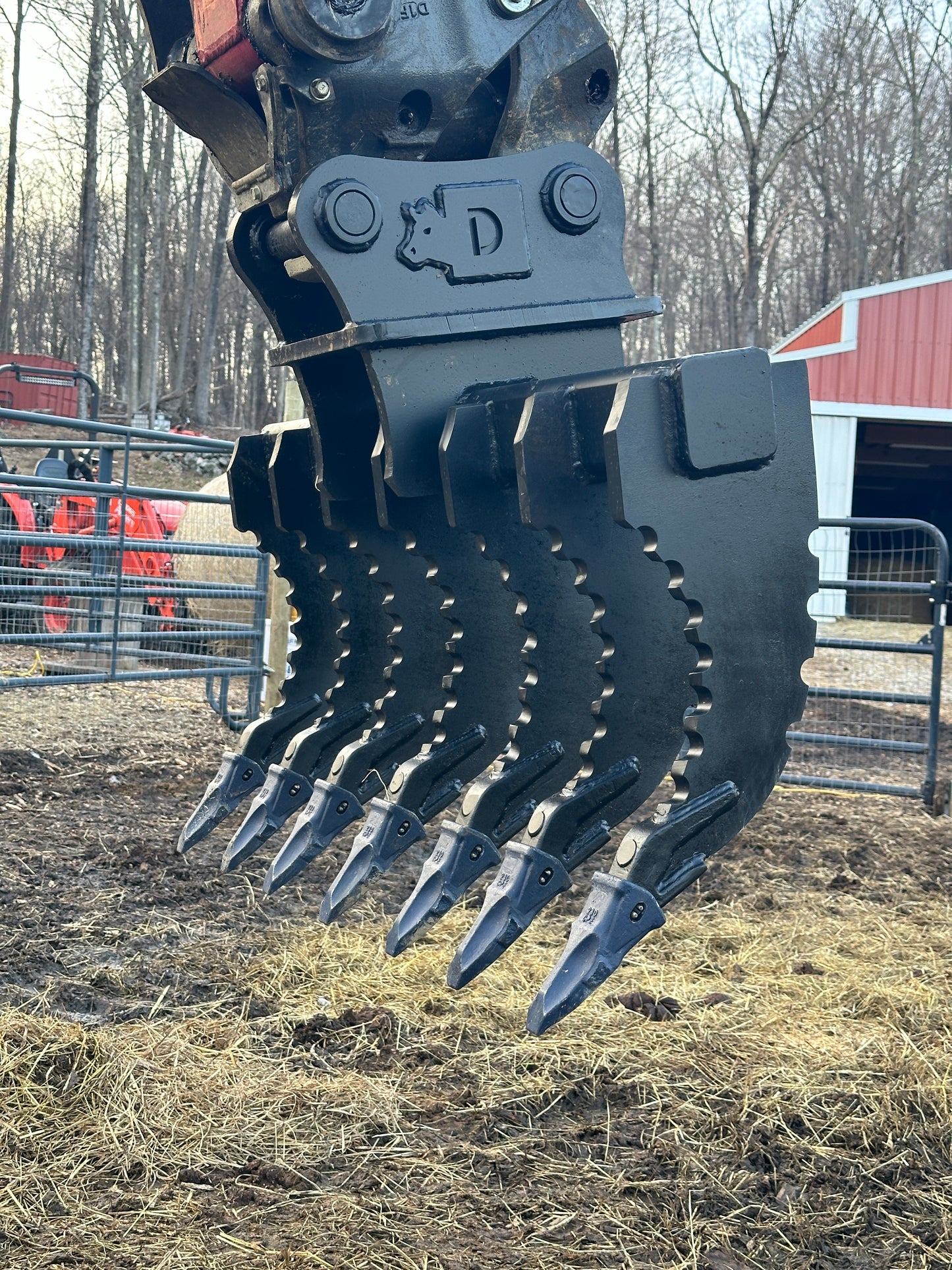 Excavator Land Clearing Rake - 3/4" Tines With Replaceable Teeth (4-10 Ton Machines)