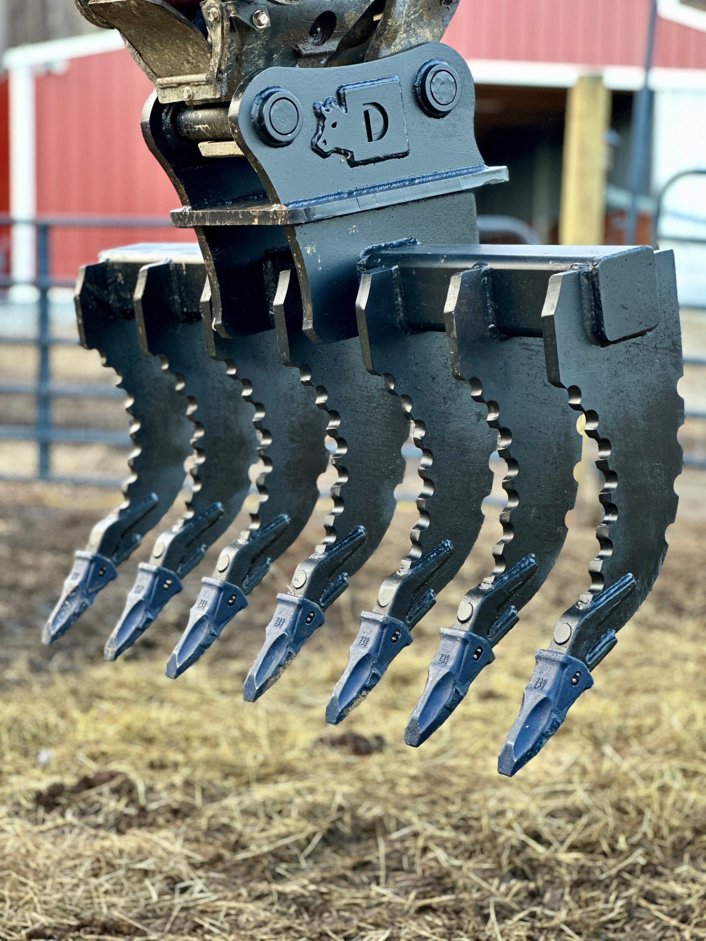 Excavator Land Clearing Rake - 3/4" Tines With Replaceable Teeth (4-10 Ton Machines)