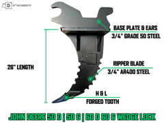 Root Ripper for John Deere Excavator | Fits -  50D, 50G, 60D, 60G Wedgelock Quick Attach-3