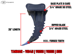 Root Ripper for Yanmar Excavator | Fits - VIO45, VIO50, VIO55, B50-4